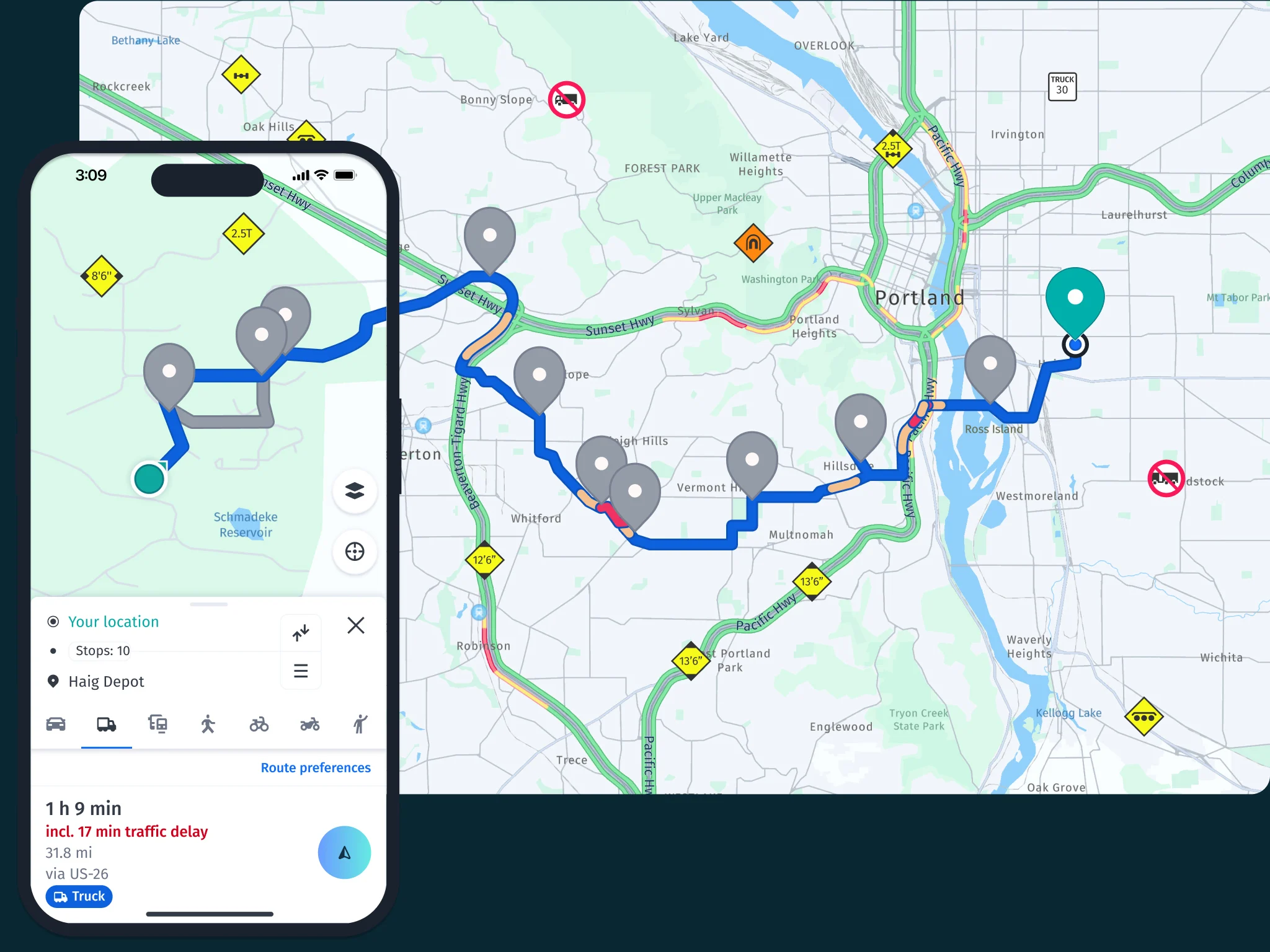 Navigation Rout Planning Bridge Strike Prevention | Truck Navigation| HERE