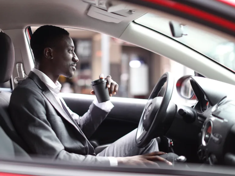 automated driving self car vehicle man coffee