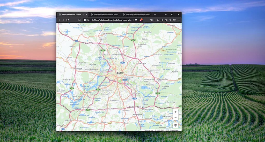 HERE Map full screen initial load