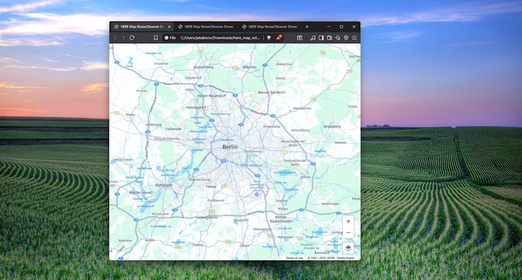 HERE Map full screen initial load