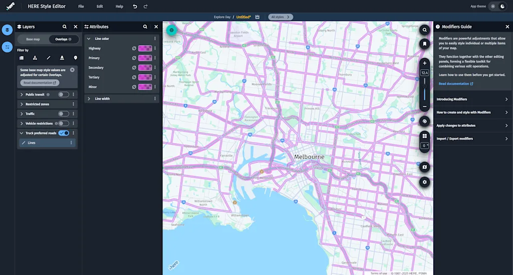 Customization options for Truck preferred routes