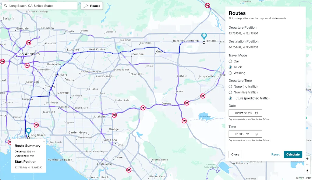 HERE Routing on Amazon Location Service