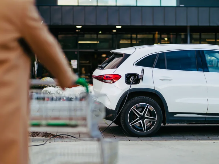 electric car vehicle ev charging charge point shopping cart connected driving