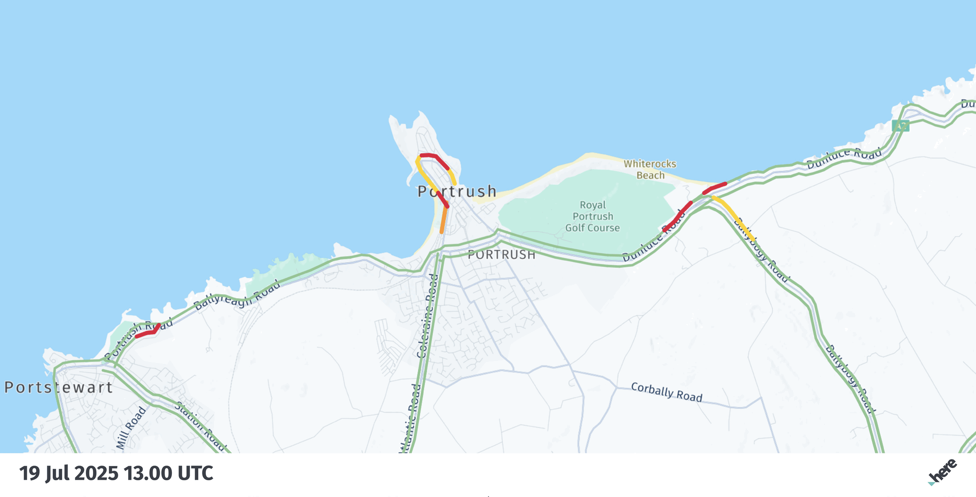 Real-Time Traffic in Portrush, Ireland during the Golf Championship