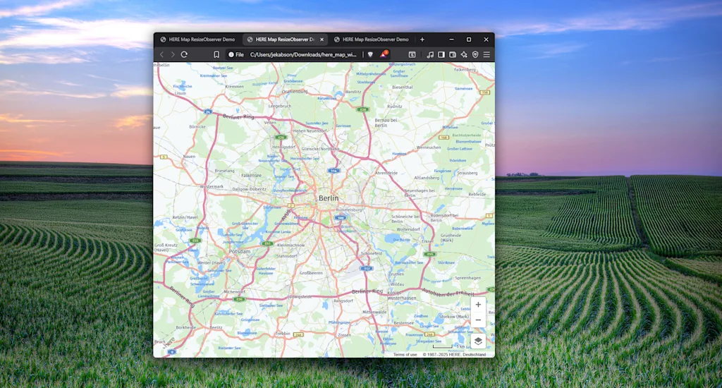 HERE Map using window.resize Event initial load covers 50% of the screen