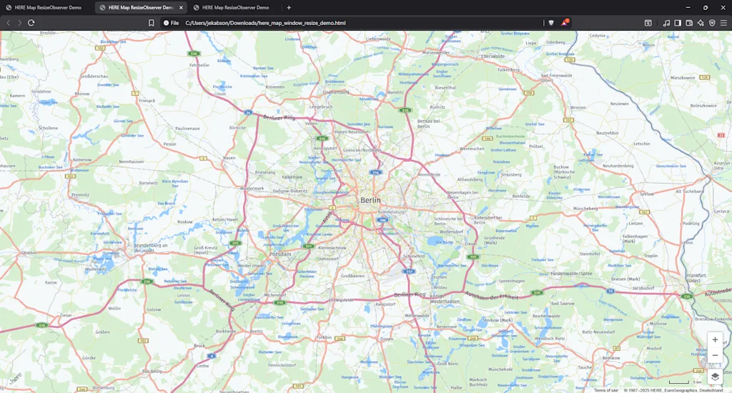 Full size HERE Map Using window.resize Event