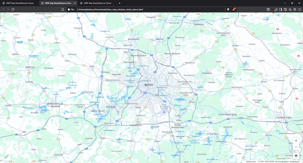 Full size HERE Map Using window.resize Event