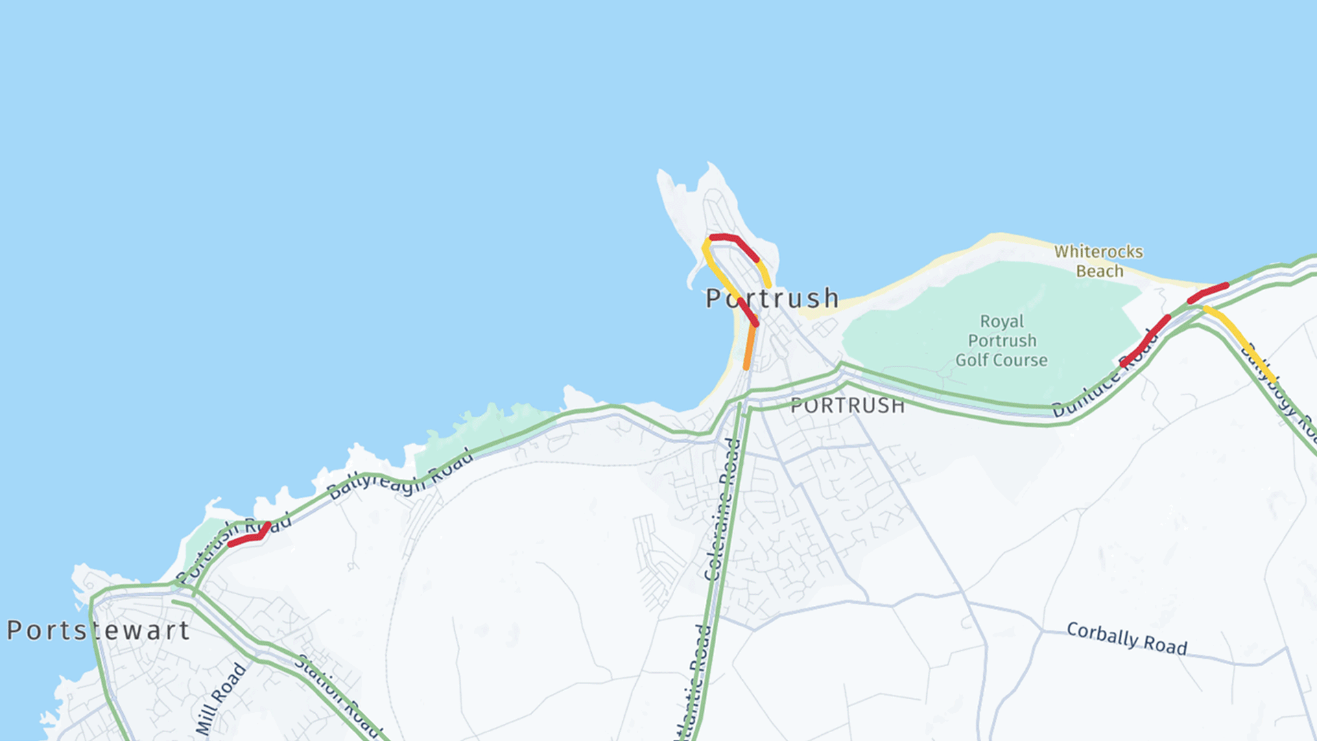 Real-Time Traffic in Portrush, Ireland during the Golf Championship