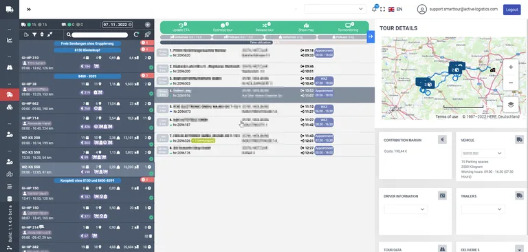 smart tour tour planning screenshot