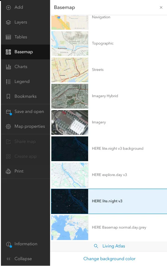 tilelayeragol basemap section