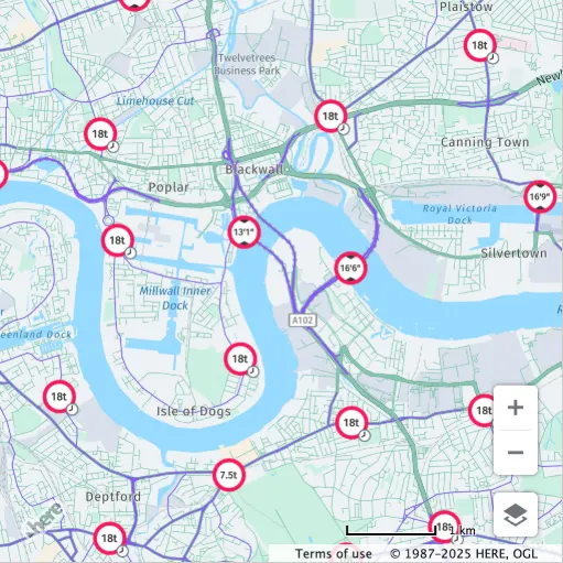 Vehicle restrictions displayed in full color without any filtering