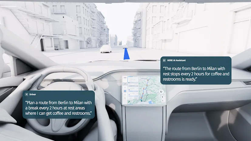 HERE AI Assistant-Customizing long route with pauses-2025