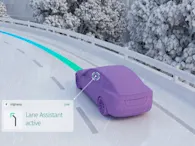 An illustrative graphic showing lane keeping assist