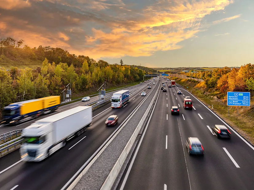 A view of a long stretch of Germany's famously-fast Autobahn.