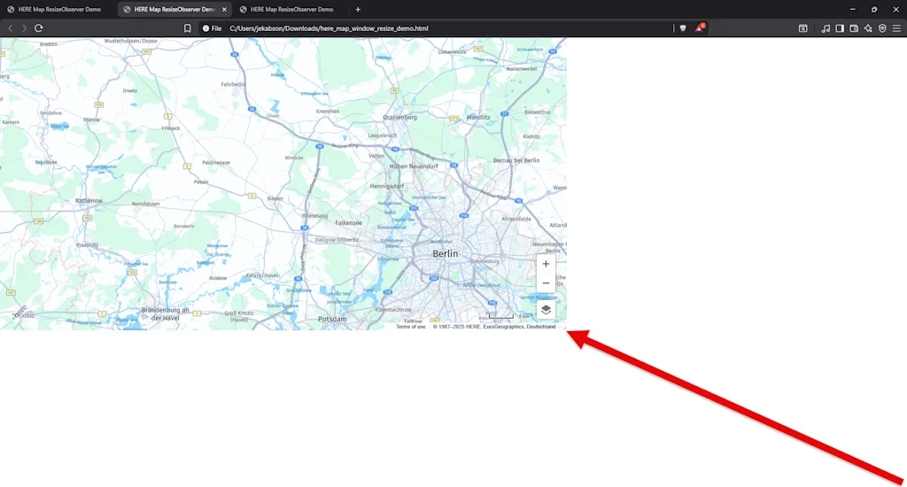 dragging the map corner of HERE Map