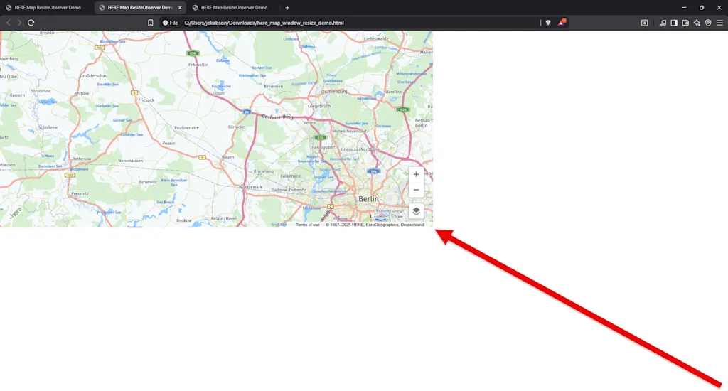dragging the map corner of HERE Map