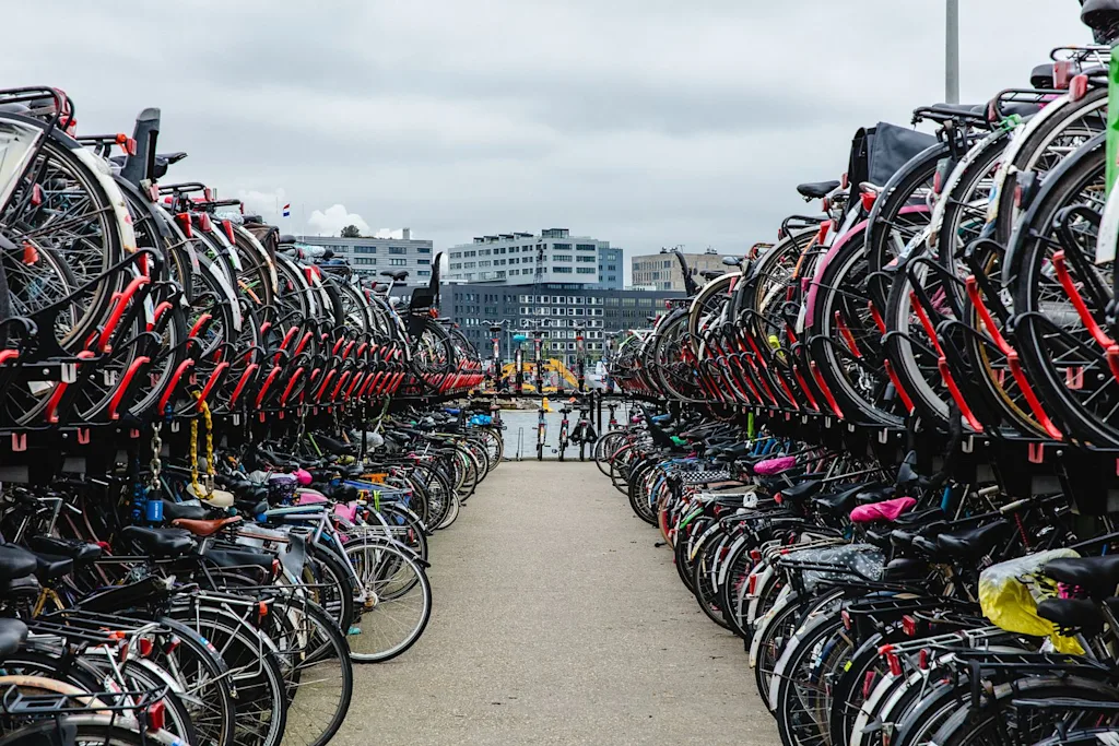 bicycles outdoors rack amsterdam day blog