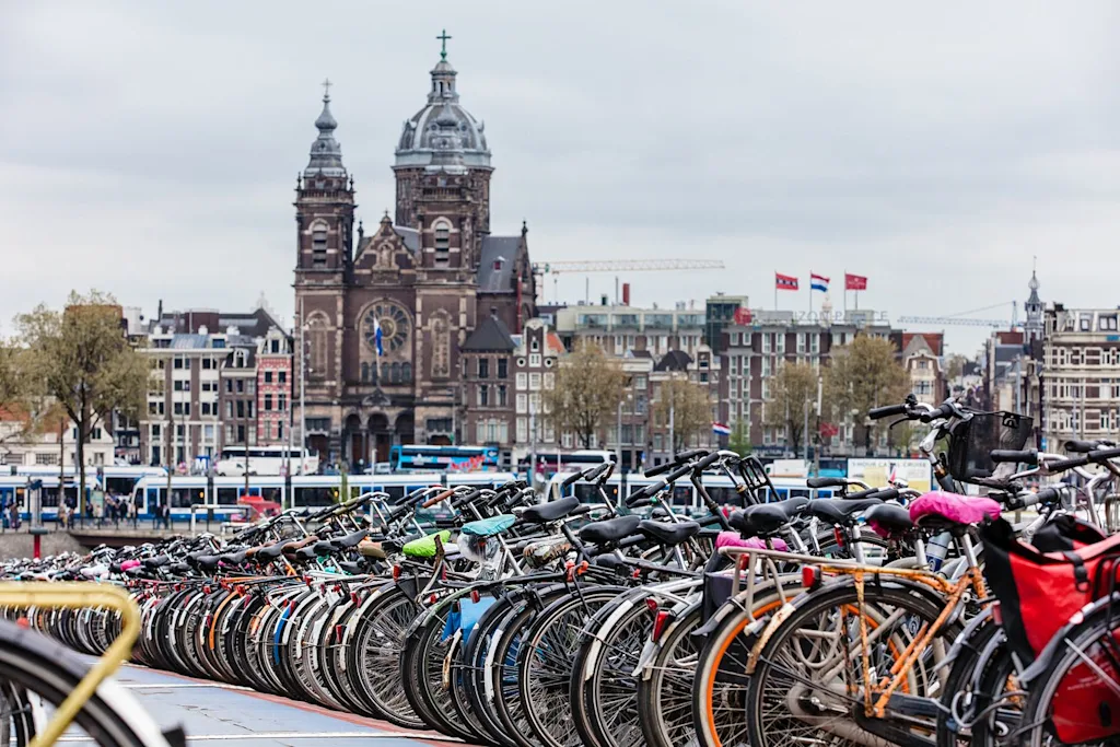 bicycles racks amsterdam church day blog