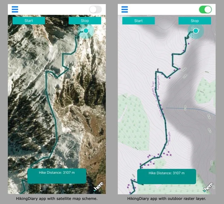 hikeapp raster screenshot text